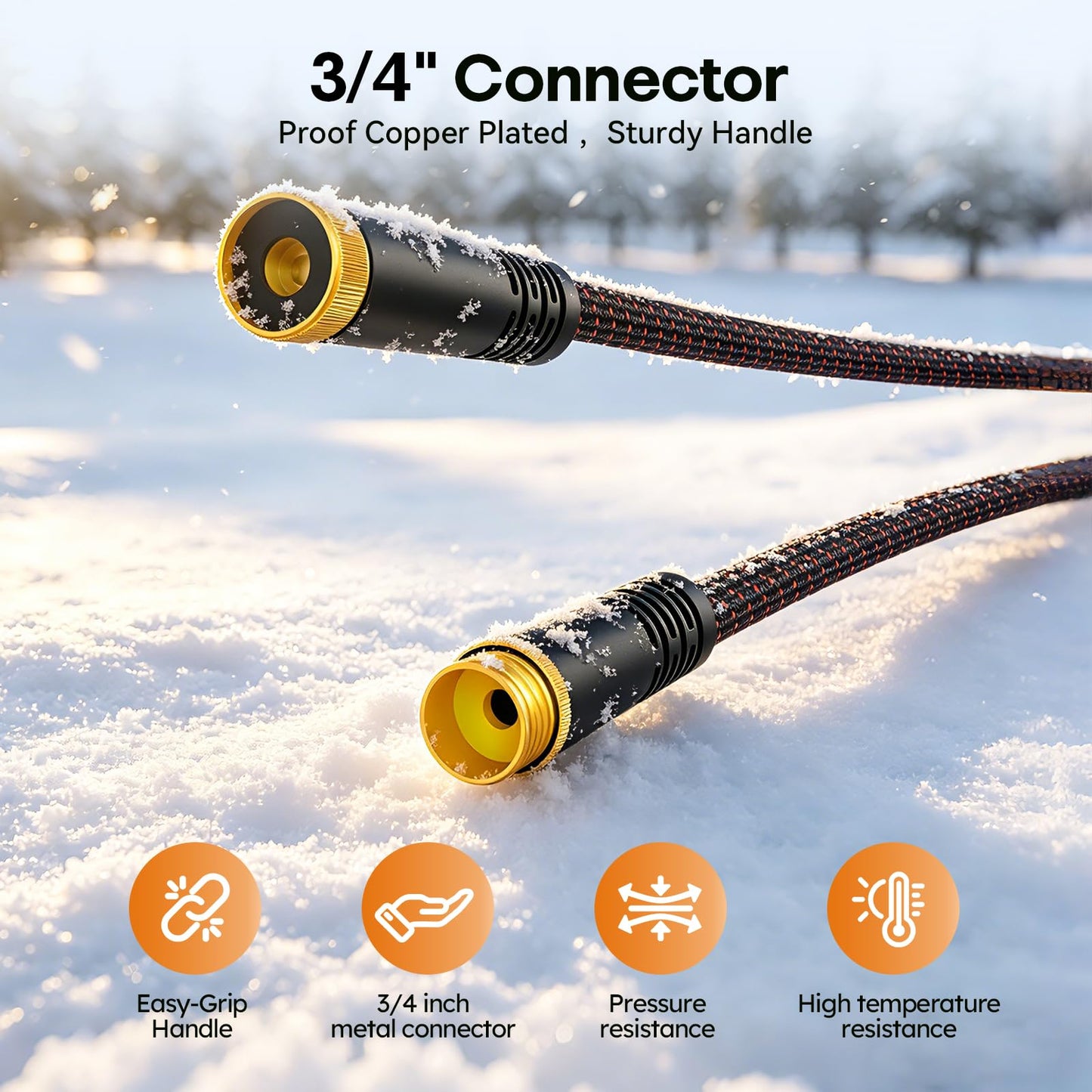 Garden Hose, 3/4" Flexible Water Hose Ultra Lightweight, Non-Expandable with 10 Function Nozzle, Kink-Free, Leak-Proof, 360° Swivel, Abrasion Resistant & Easy to Store for Yard Lawn, Outdoor (100ft)