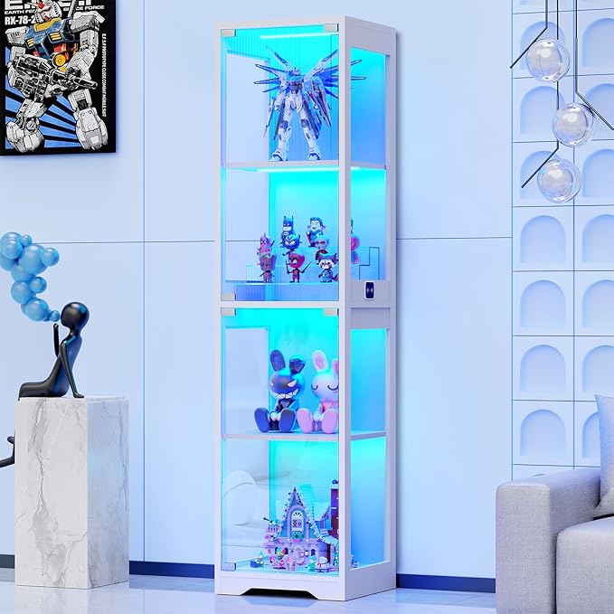 BROTTAR Glass Display Cabinet, 4-Tier Curio Cabinets