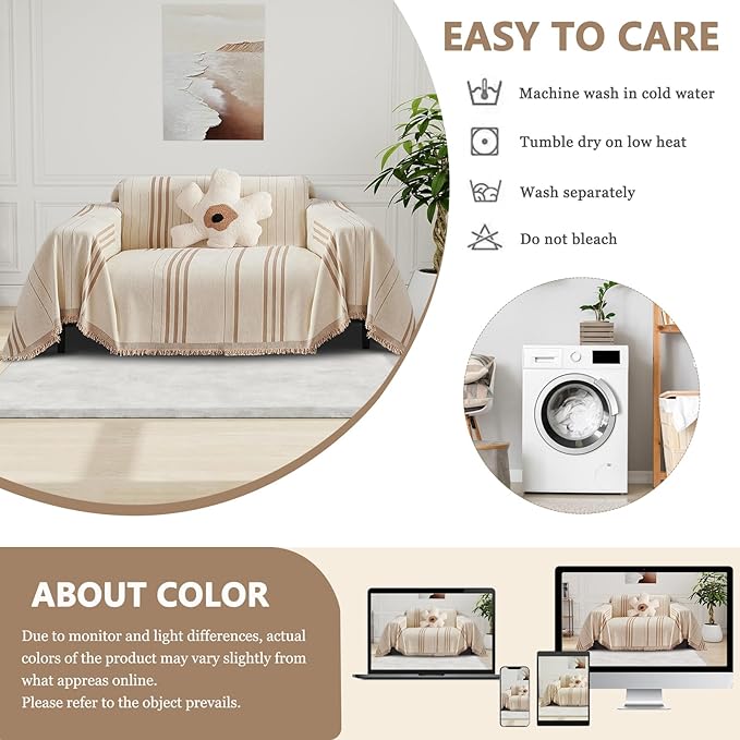 DREAMINGO Chenille Armchair Cover Jacquard Sofa Covers Washable Furniture