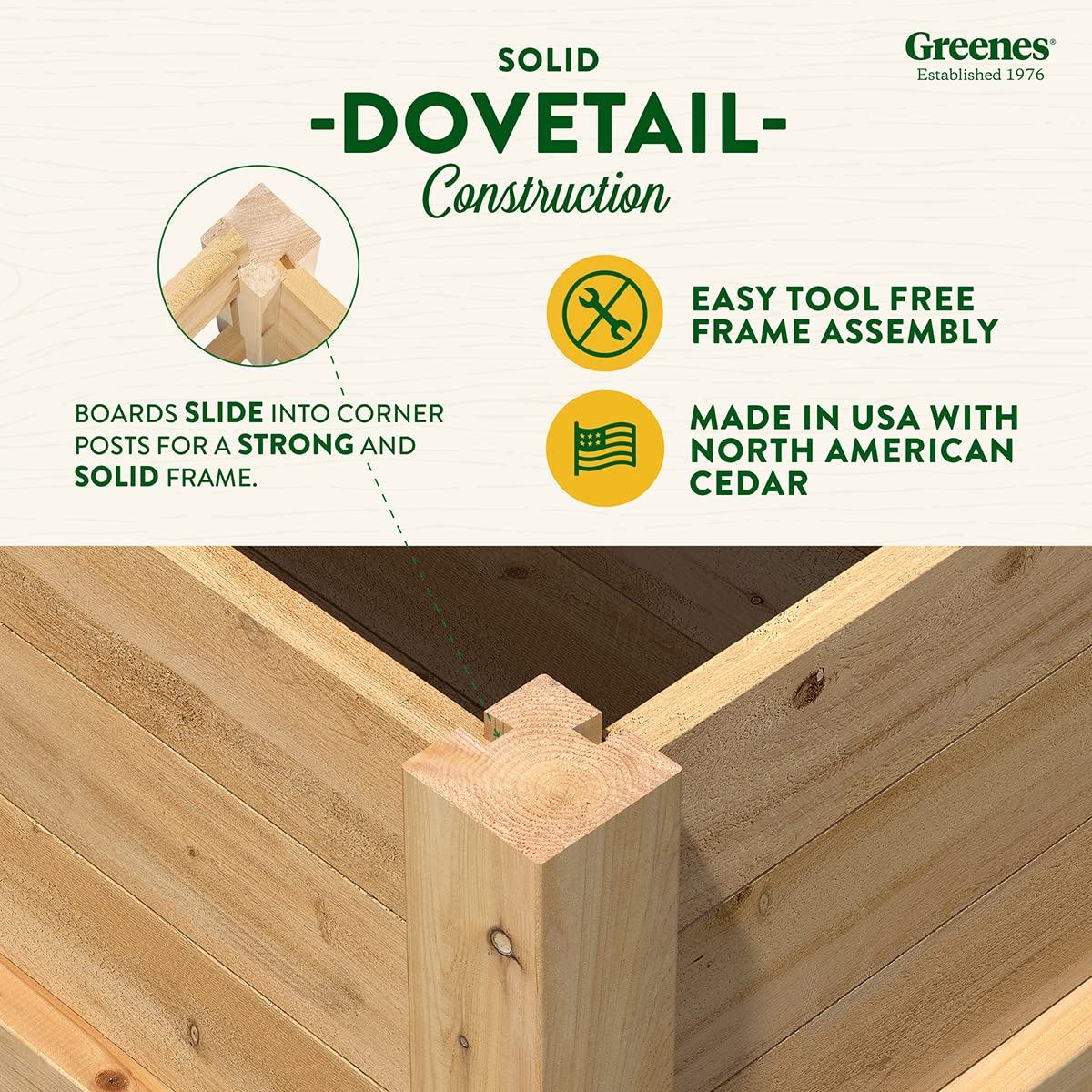 Greenes Fence Premium Cedar Elevated Planter, 24" x 24" x 17" (3/4" Thick) - Made in USA with North American Cedar