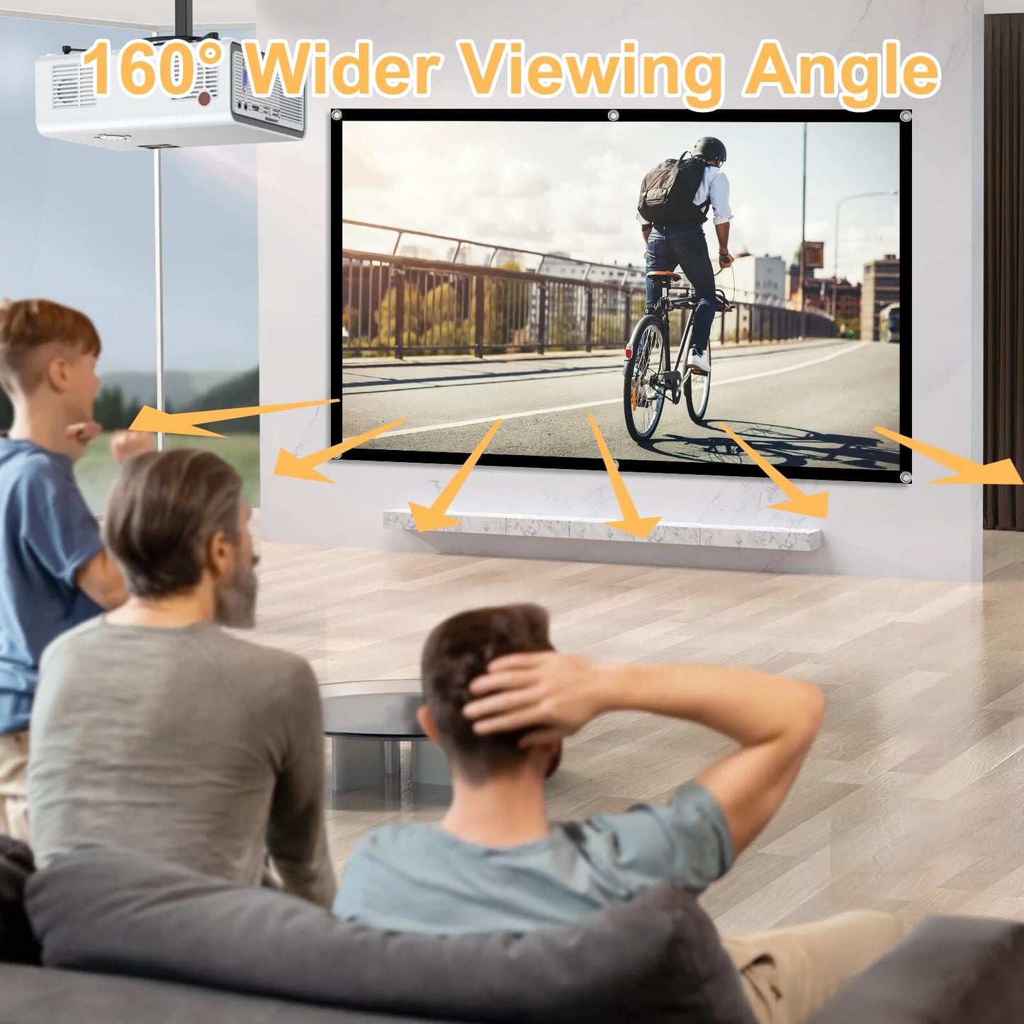 Projector Screen, 72Inch Outdoor Projector Screen, Washable & Foldable - Ideal for Indoor/Outdoor Home Theater, Camping, Office, 16:9 Aspect Ratio, 4K HD, Projector for Movies On Wall