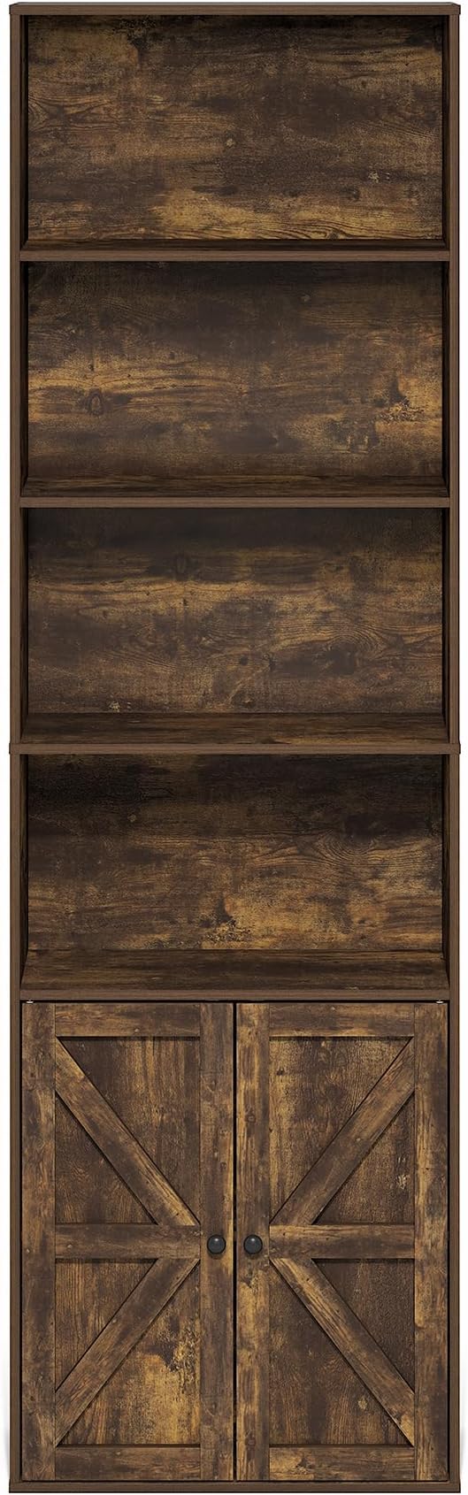 Furinno Jensen Book Shelf, 6-Tier Farmhouse Bookshelf, Display Bookcase