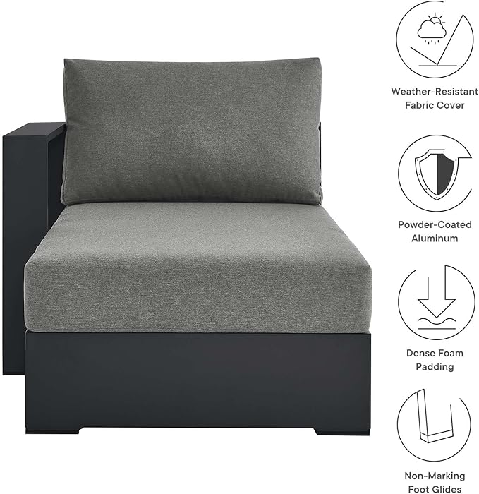 Modway Tahoe Aluminum Outdoor Chaise Lounge in Gray Charcoal