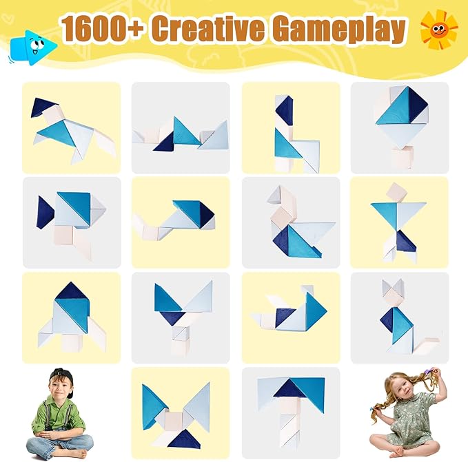 Tangram Puzzles modular kids play couch building fort, Children explorer sofa