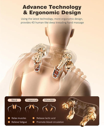 Neck and Shoulder Massager with Heat, Cordless Back and Neck Massager for Pain Relief, Upgraded Graphene Heating, 4D Shiatsu Deep Kneading for Shoulder, Back & Leg, Portable Gift for Dad, Mom & Friend