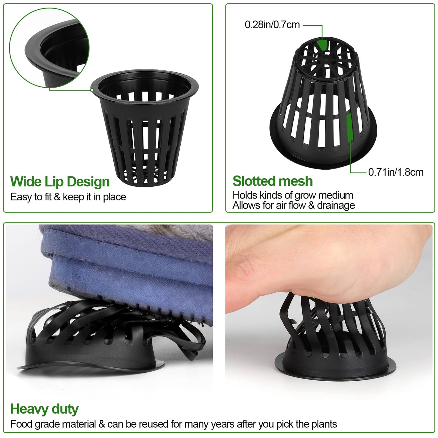 HXSEMAYIG 100PCS 2 inch Net Pots,Hydroponics Cup, Net Cups for Indoor or Outdoor Growing