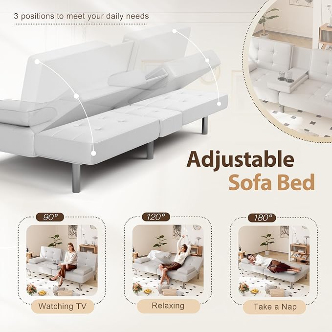Shahoo Convertible Folding Futon Sofa Bed Sleeper Couch