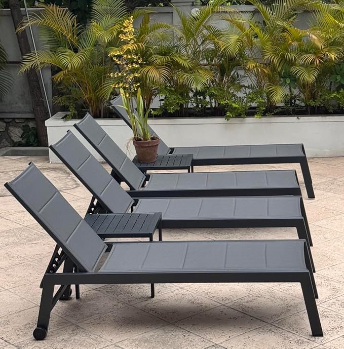 PURPLE LEAF Outdoor Chaise Lounge Set of 2 Aluminum Patio Lounge Chair