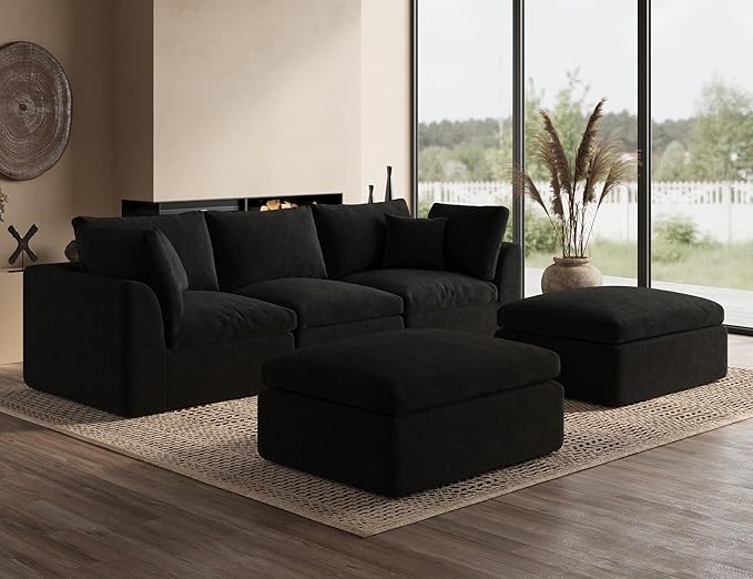 ohllob 110" U Shaped Couch, Cloud Sectional Couches