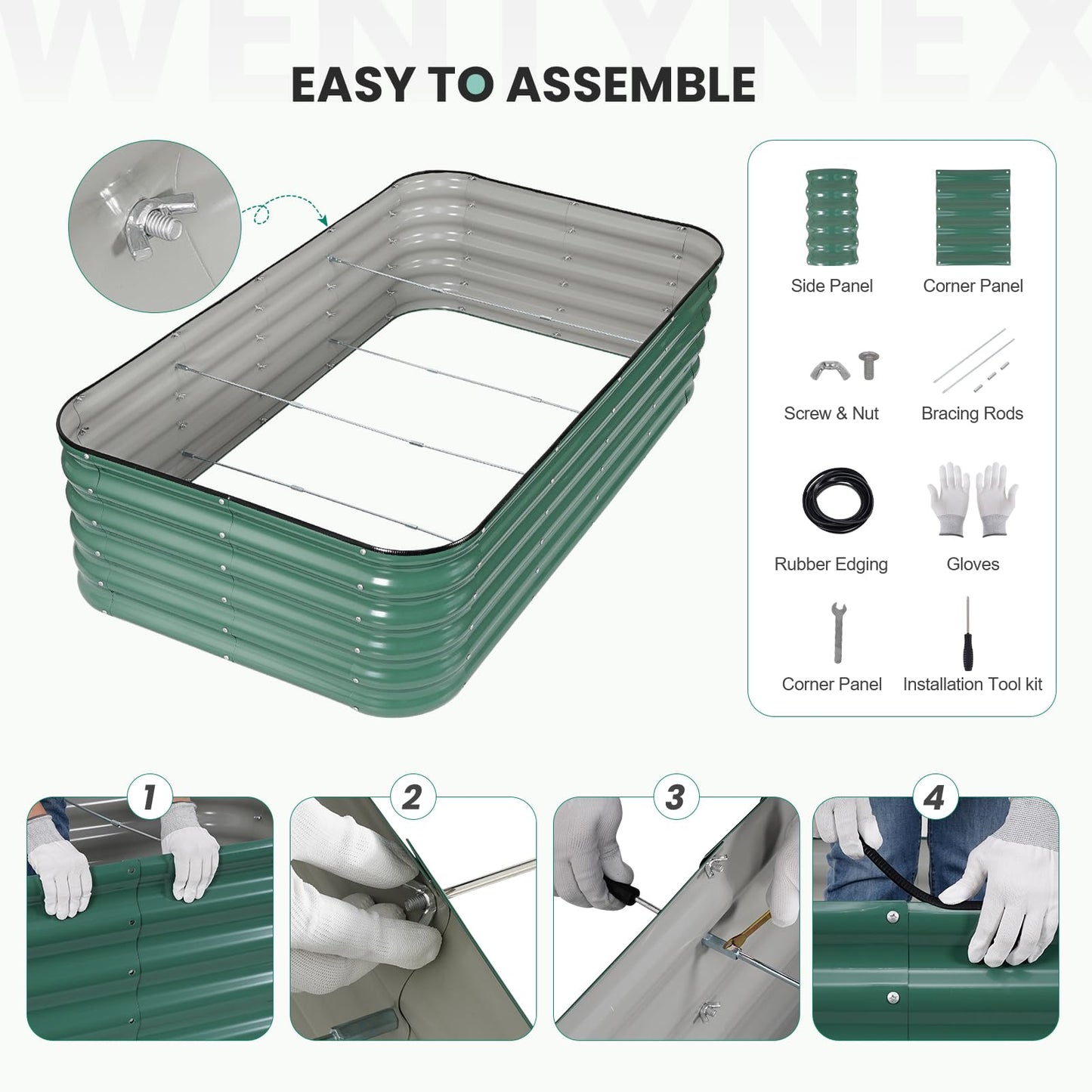 5×3×1.4FT Galvanized Raised Garden Bed Outdoor, Metal Raised Garden Bed Kit, Large Planter Raised Beds, 4 In1 Modular Raised Planter Box Outdoor,Raised Beds for Gardening for Vegetables Flowers Herbs