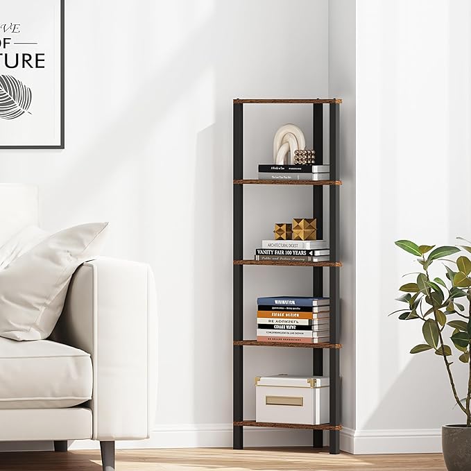 TUTOTAK Corner Shelf, 5-Tier Corner Bookshelf