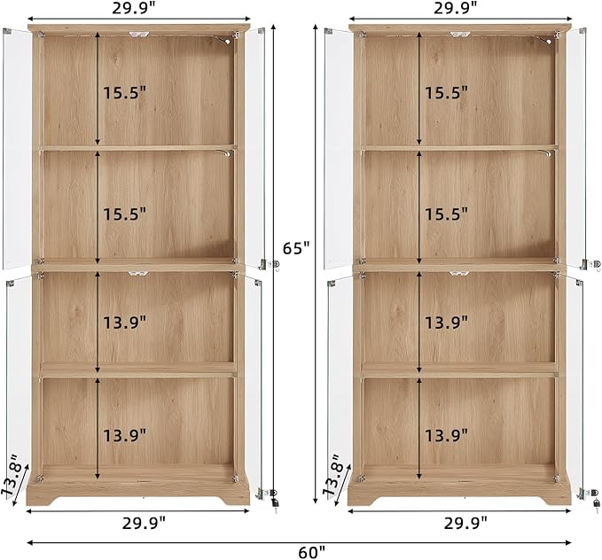 LELELINKY Farmhouse Display Cabinet Set of 2