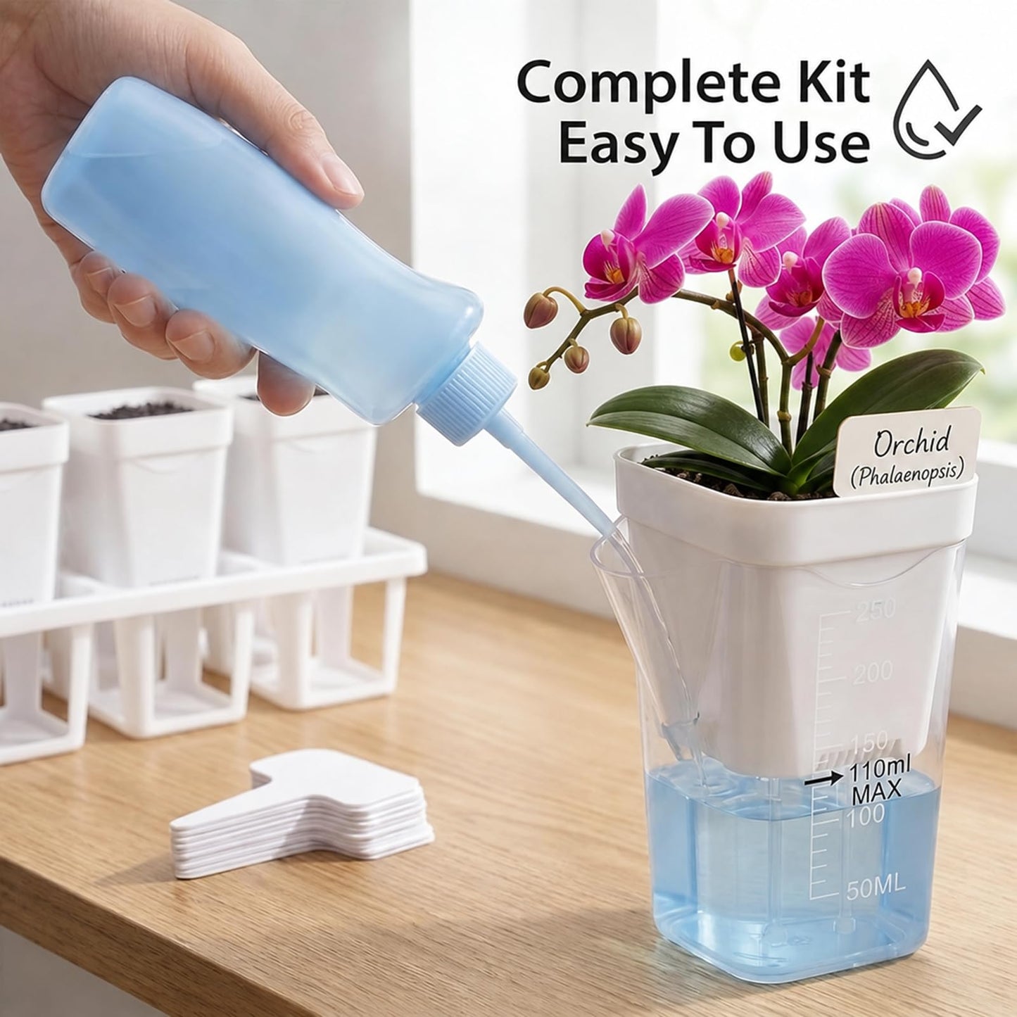 DIGARDPRO 10 Pack 2.5" Self Watering Pots for Indoor Plants with Anti-Tip Tray & Reservoir Refill Bottle, Seed Starter Kit for Seedlings, Cuttings, Succulents, Herbs