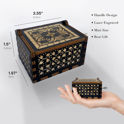Hcaredee Music Box Gifts for Grandma You are My Sunshine Hand Crank Engraved Wooden Musical Boxes Sunflower Gift for Grandmother on Birthday Christmas Mothers Day(Black)