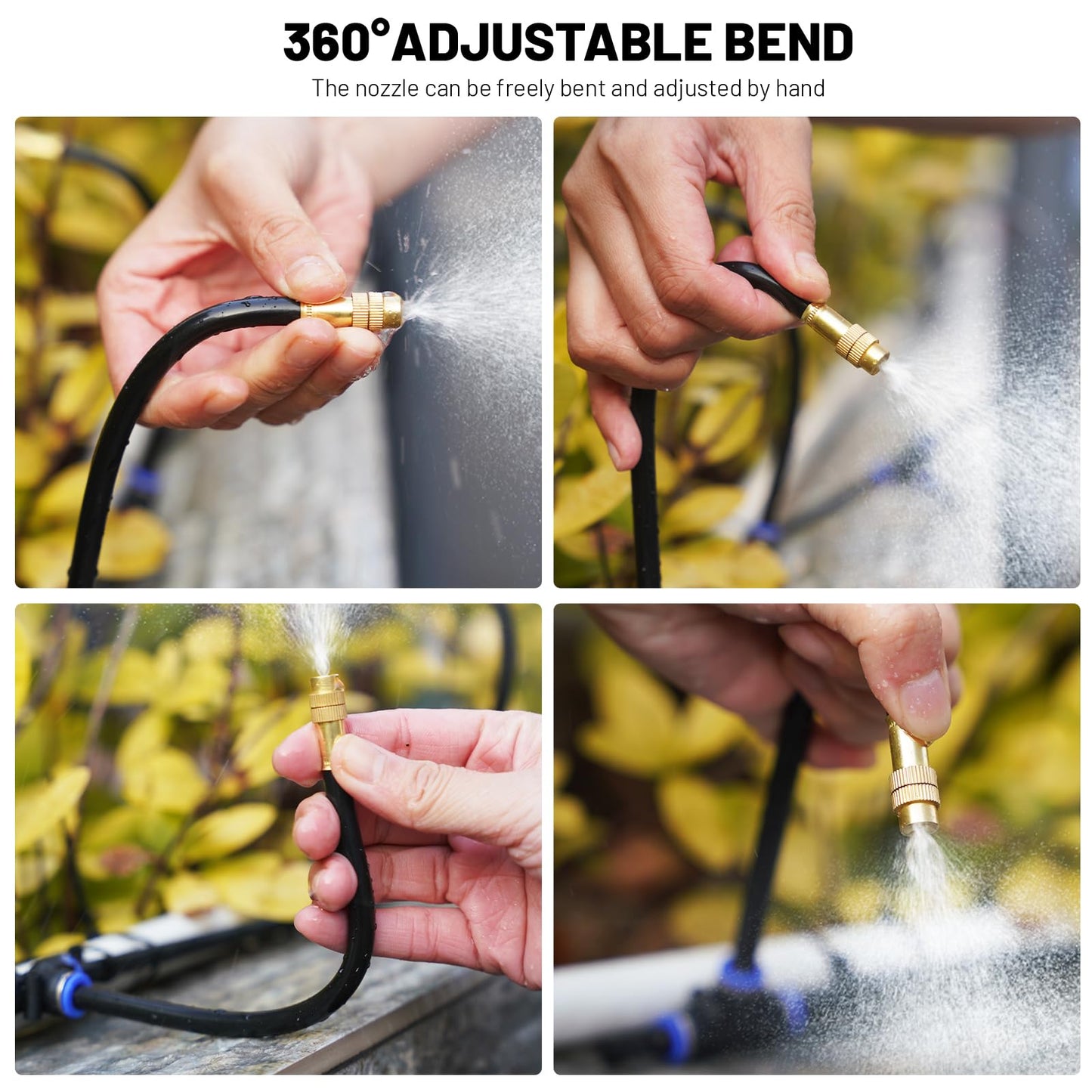 Thiswing 360° Adjustable Drip Irrigation System - 30 FT Garden Watering System with 10 Nozzles, Raised Bed Sprinkler Irrigation System, Garden Mister for Yard, Lawn, Plants, 5/16" Tubing