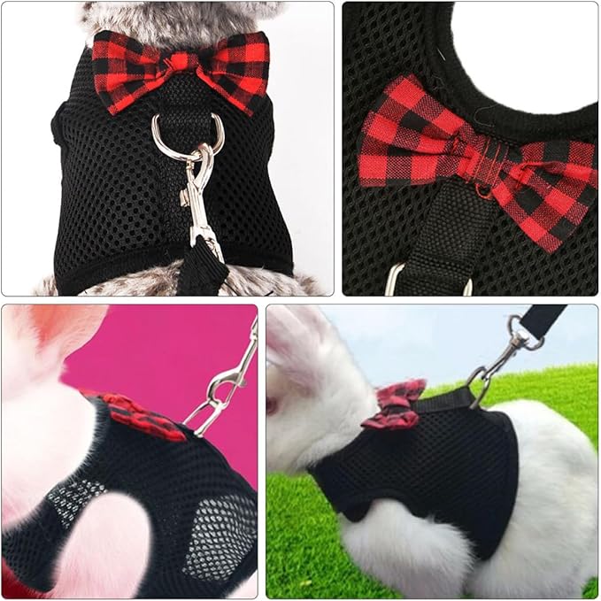 POPETPOP Small Animal Pet Harness Vest Breathable Mesh Chest Strap for Rabbits Guinea Pigs S Size 20-23Cm Adjustable Pet Chest Back Strap for Outdoor Walking