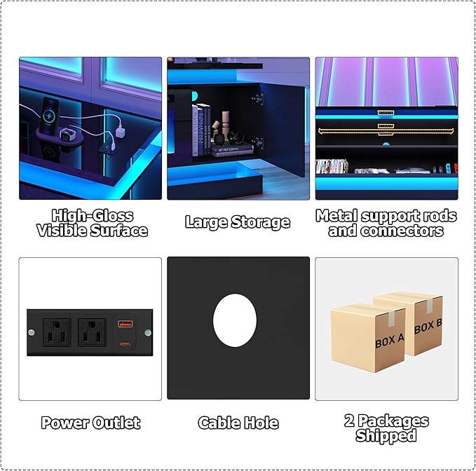 chartustriable 81IN LED TV Stands w/50 inch Fireplace Power Outlet