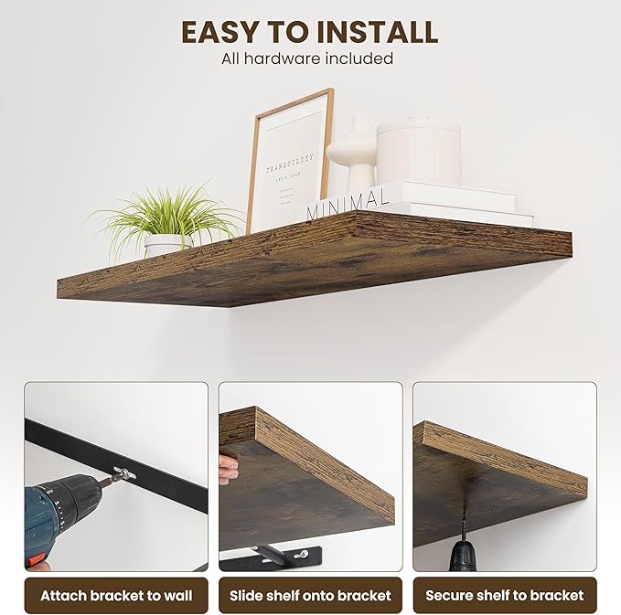 Dreamland 30" Floating Shelves for Wall, Wall-Mounted Shelves for Bedroom