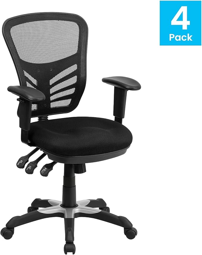 Flash Furniture Nicholas Mid-Back Black Mesh Multifunction Executive Swivel