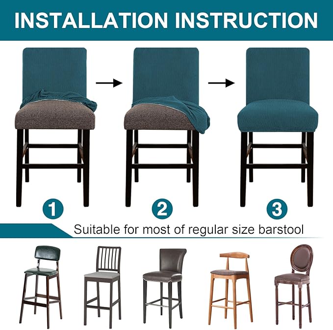 Turquoize Stretch Bar Stool Cover Counter Stool Pub Chair Slipcover