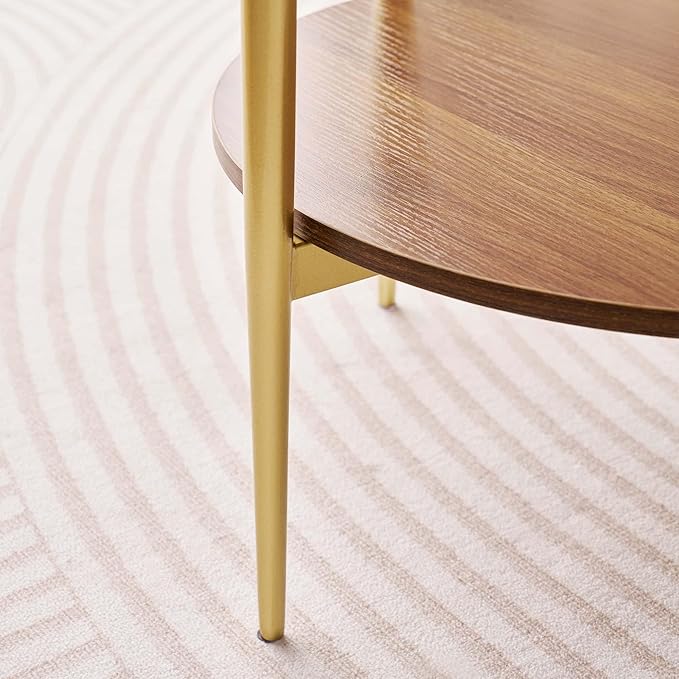 LumFurn Round Glass End Table, Mid-Century Modern Design Sofa Table