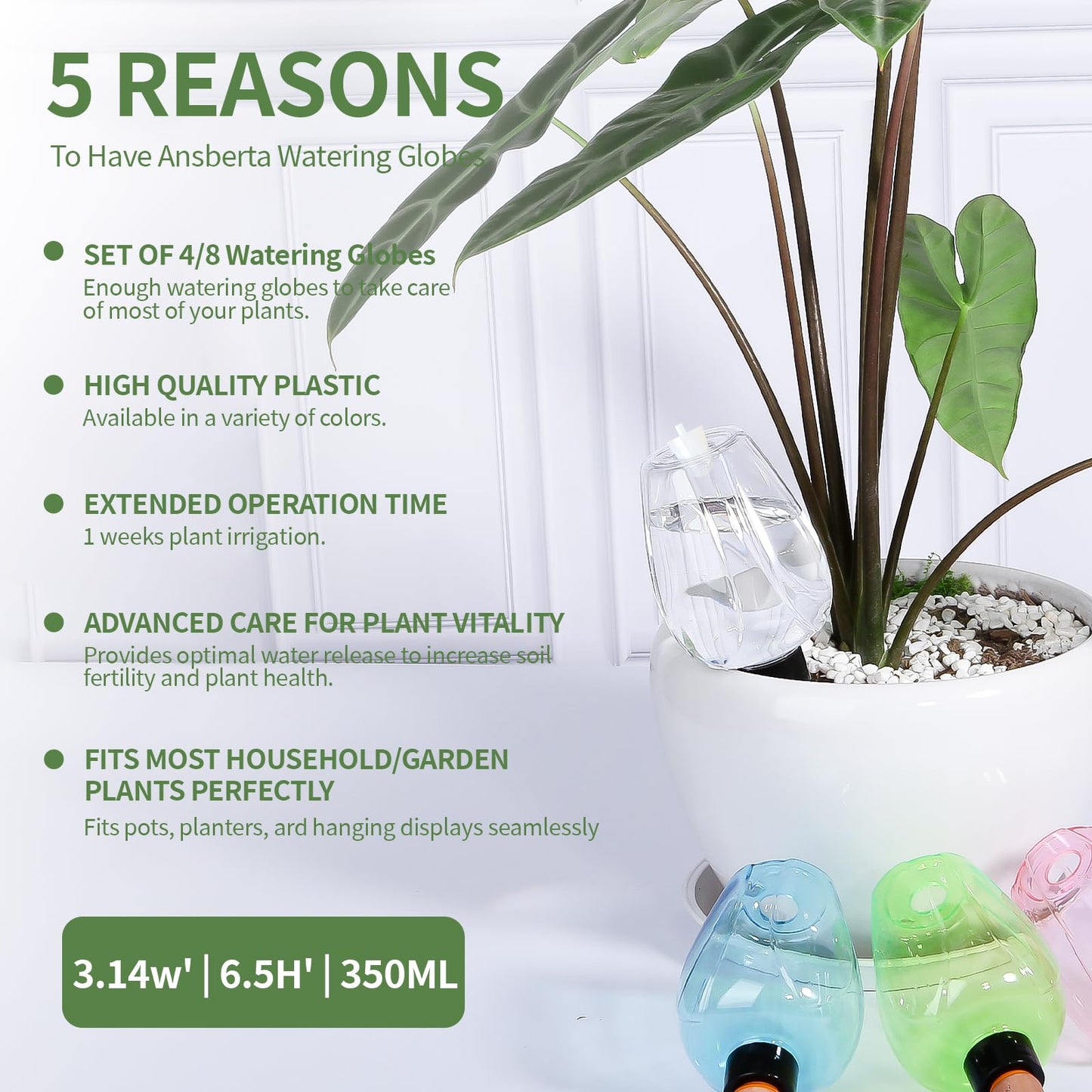 Ansberta 4 Pcs Plant Watering Globes Self Watering Planter Insert Plants Top Fill Water Device Plastic Water Bulbs Slow Release Terracotta for Plants, Multicolor