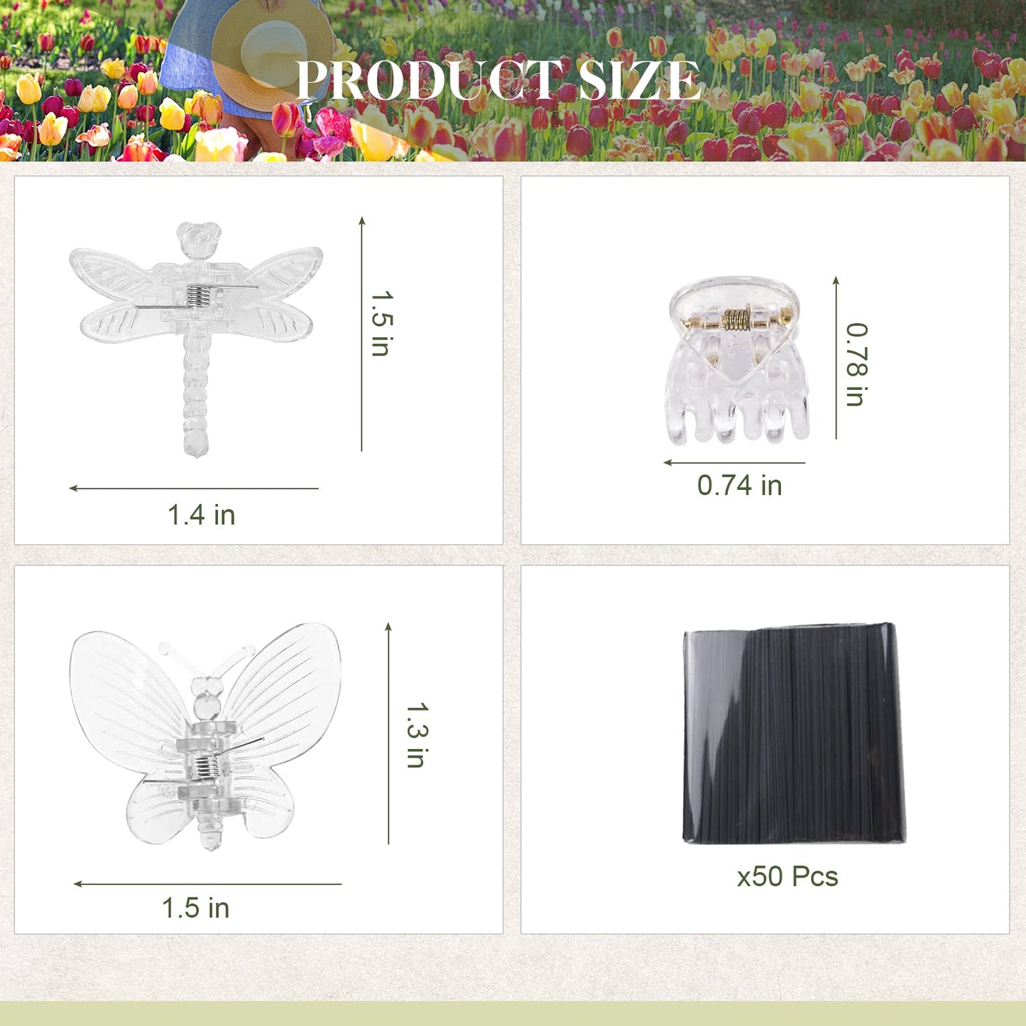 50Pcs Orchid Clips Plastic Dragonfly Butterfly Plant Clips,Portable Garden Plant Support Clip for Supporting Stems Orchid Vines Stalks Climbing Plants Grow Uprigh