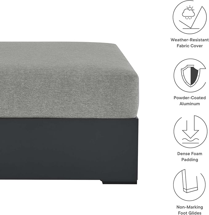 Modway Tahoe Aluminum Ottoman Gray