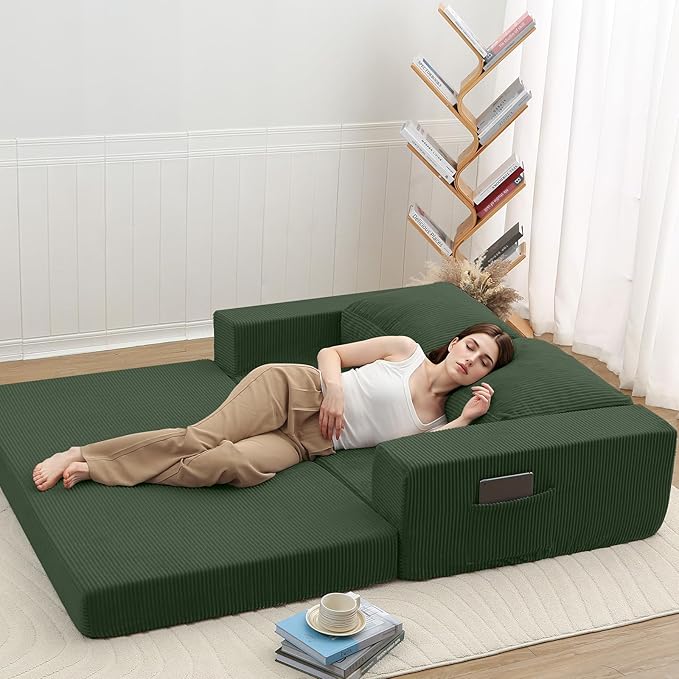 COMAX Convertible Sofa Bed Queen, Folding Fold Out Couch Bed, Floor Futon Couch