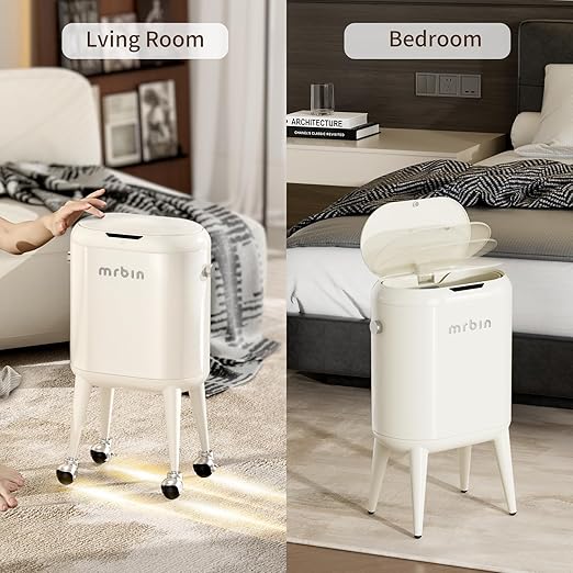 MRBIN Metal Slim Bathroom Motion Sensor Trash Can