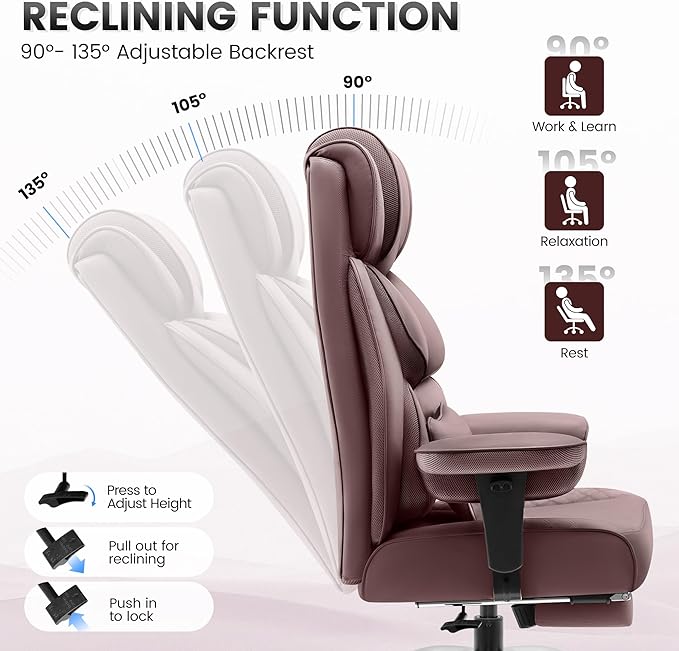 BestGlory Office Desk Chair, Big and Tall Leather Gaming Chair
