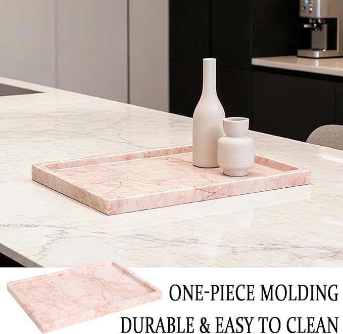 Real Luxurious Natural Marble Vanity Tray Genuine Marble Storage Tray