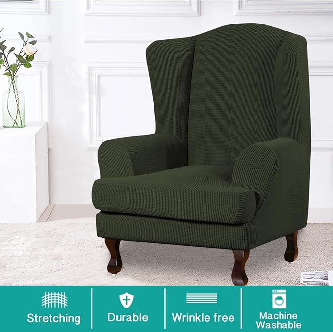 Turquoize Wingback Chair Covers 2 Piece Wing Chair Slipcover Stretch Slipcovers