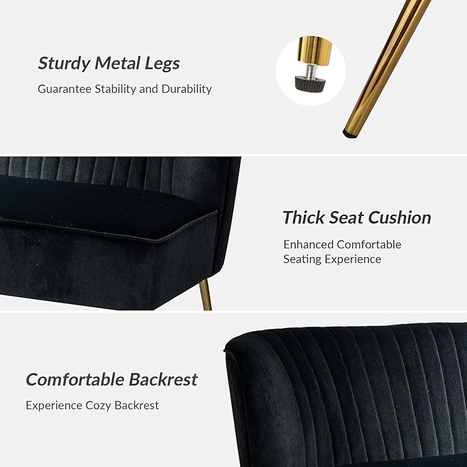 HULALA Home 3 Piece Velvet Living Room Furniture Set, Modern Comfy Upholstered