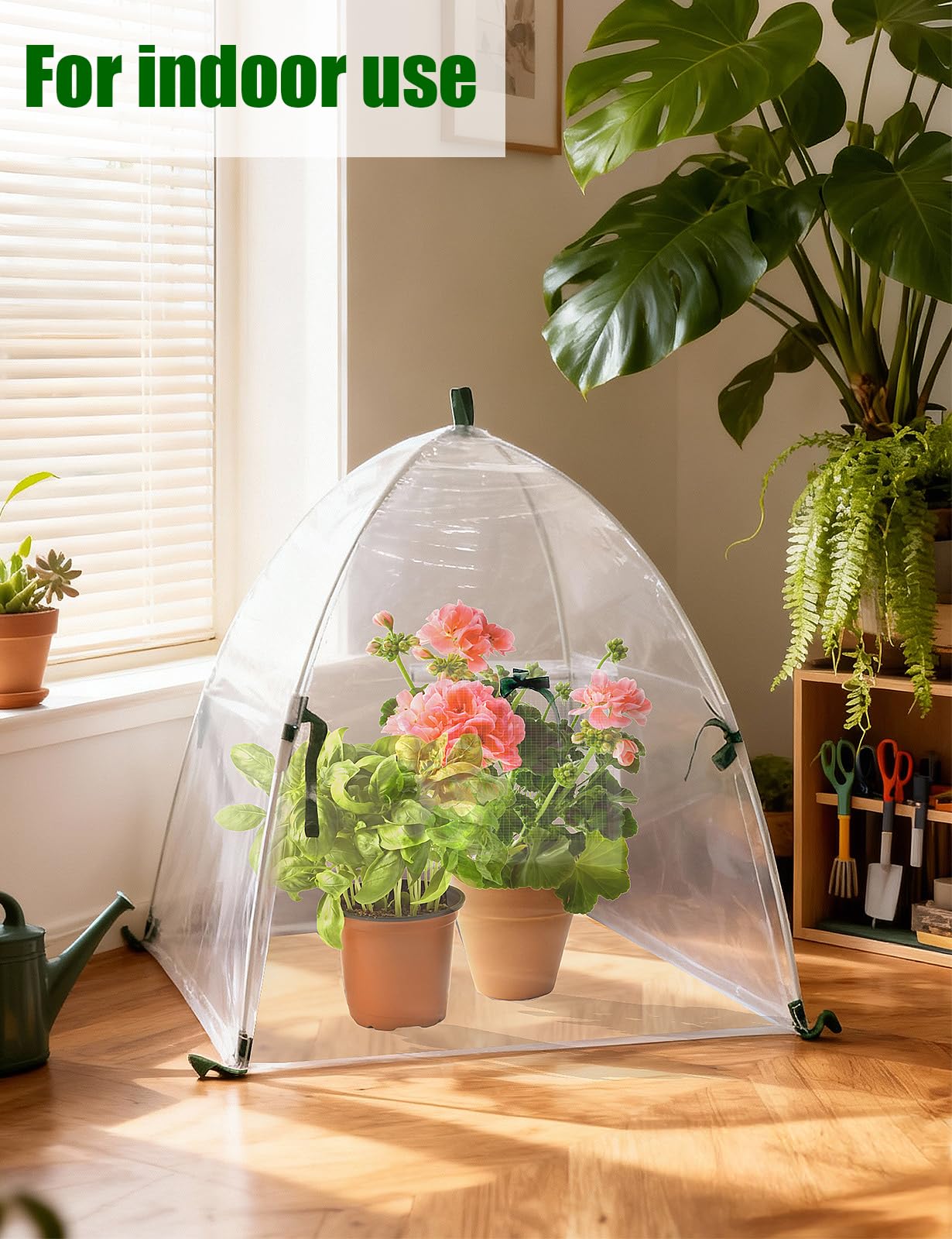 2 Pack Plant Covers Freeze Protection, Winter Plant Covers with Stakes, Clear Outdoor Garden Frost Cover, Portable Plant Flowers Mini Greenhouse Cover for Outdoor & Indoor Use