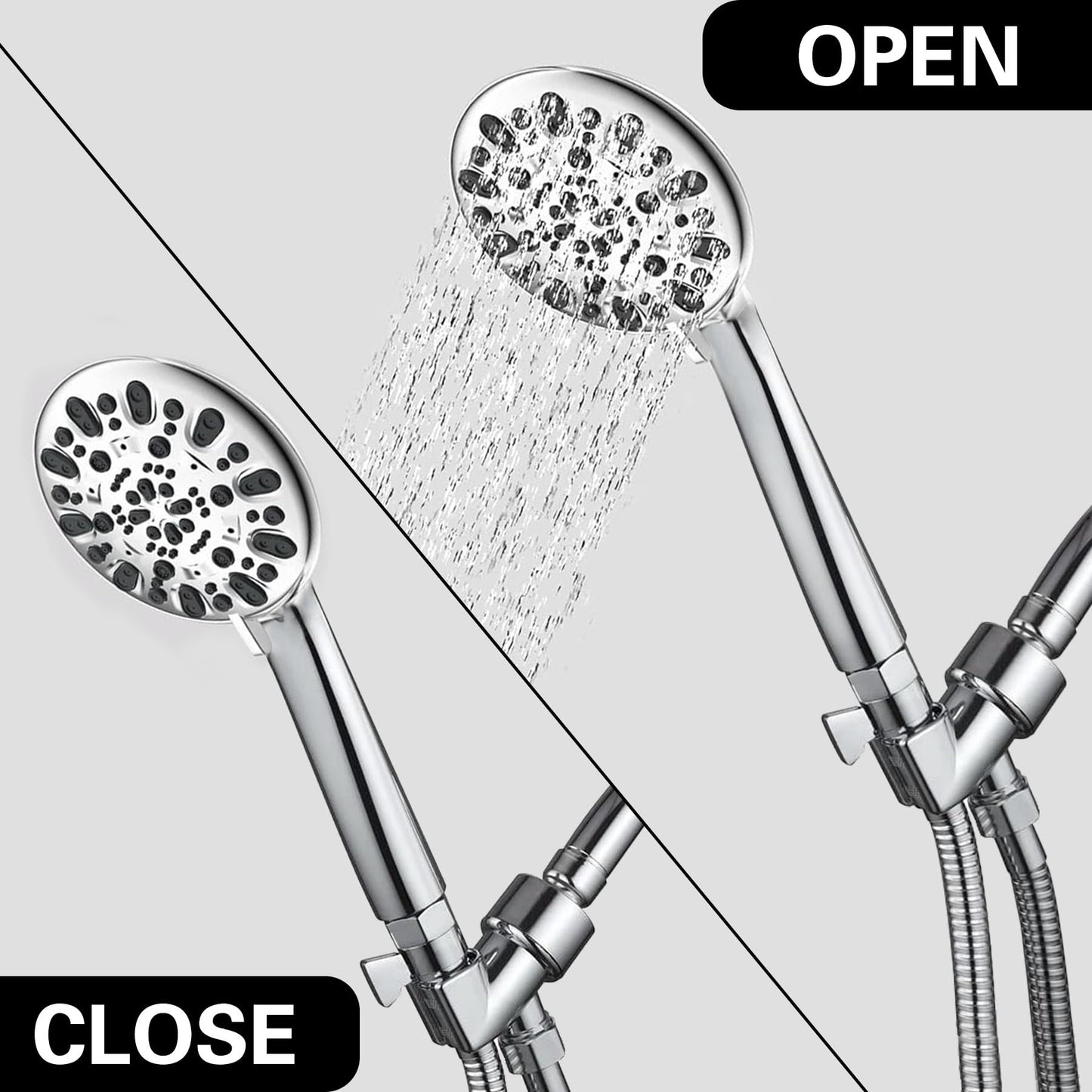 Hsmhose Shower Shut Off Valve, Shower Flow Control Valve,Soild Brass Flow Pressure Regulator for Handheld Shower Head G1/2 Chrome
