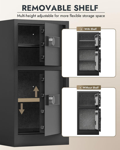 8.6 Cu Ft Safe Box Extra Large Heavy Duty Double Door Home Safe Fireproof and Waterproof Bag Security Safes with Removable Shelves Digital Safes with Hidden Lock Box for Money Files Medicines