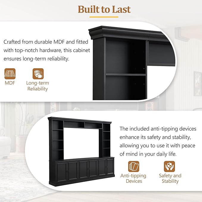 Merax 97.4" W Wall Unit Entertainment Center, TV Stand