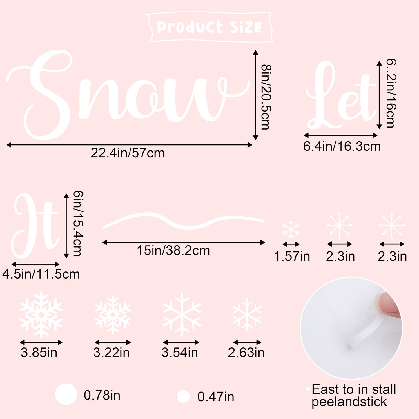 Let It Snow Snowflake Decals - Winter Snowflake Wall Stickers,Mural Stickers for Winter Xmas Home Refrigerator Wall Window Decor, Room Mural Stickers Wall Decals for Party Home Kitchen Decorations