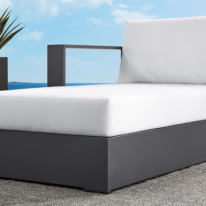 Modway Tahoe Aluminum Outdoor Chaise Lounge in Gray White