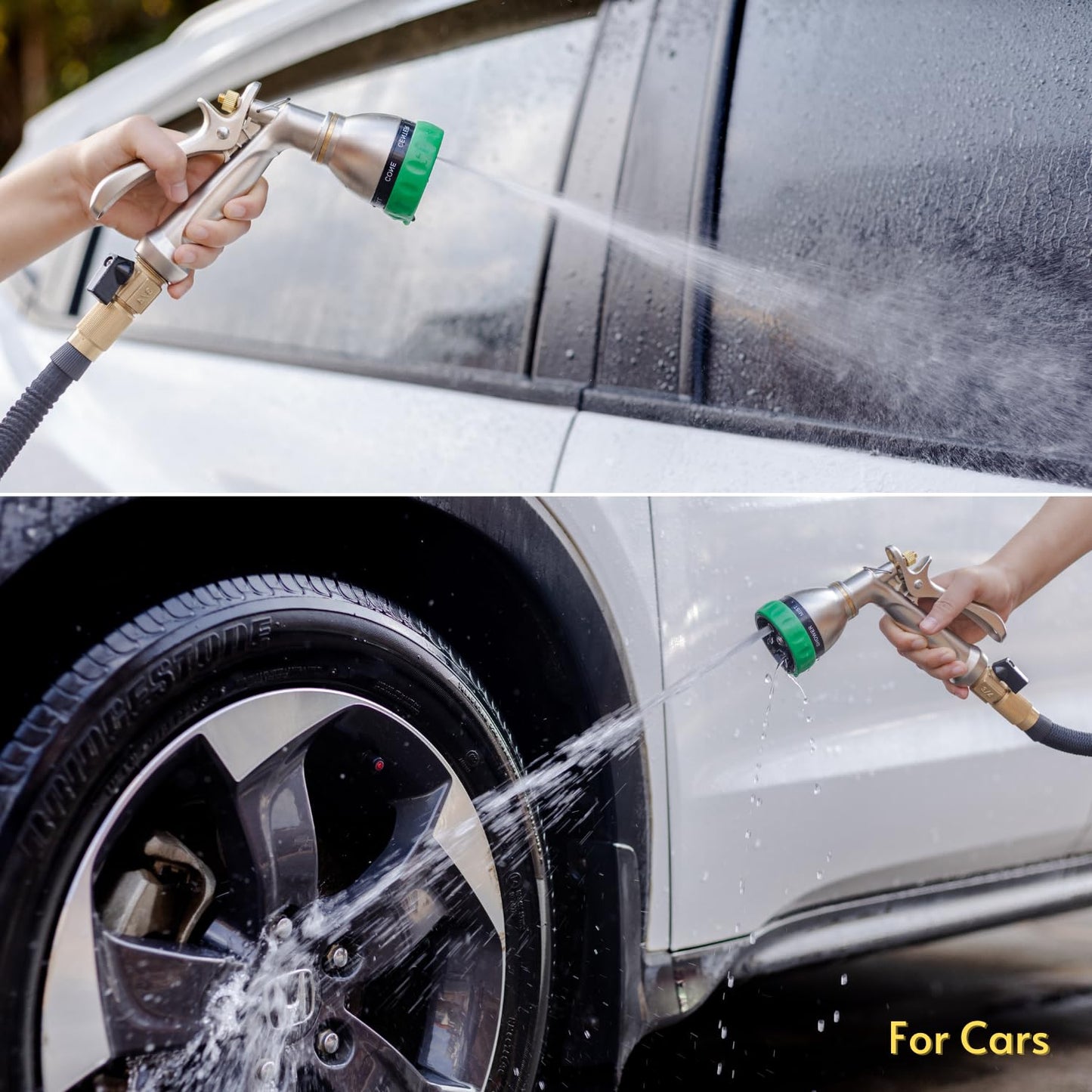 HOSUN 100% Metal Heavy Duty Garden Hose Nozzle Sprayer | 7 Spray Patterns, Lockable Rear Trigger, High Pressure for Plant Watering, Lawn Care, Car Washing & Pet Bathing