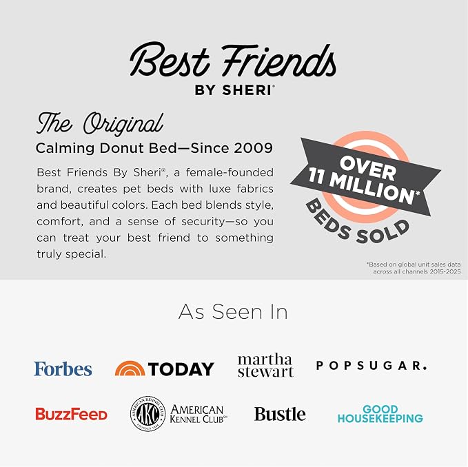 Best Friends by Sheri The Original Calming Donut Dog Bed for Medium Dogs up to 45 lbs, Shag Faux Fur, Gray, Medium, 30" x 30"