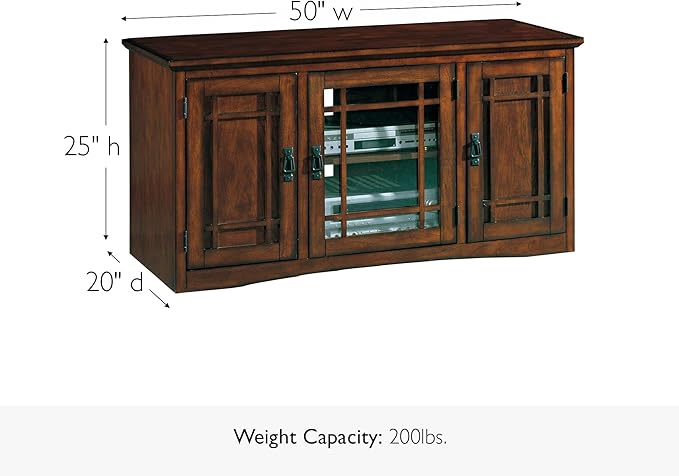 Leick Home 82350 Solid Wood Mission Oak Three Door TV Stand