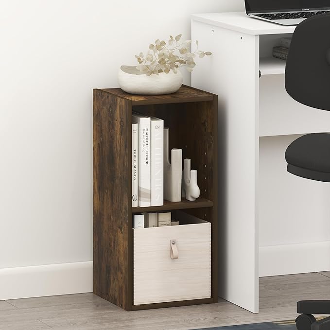Furinno Fulda Book Shelf, 2-Tier Narrow Bookshelf, Bookcase
