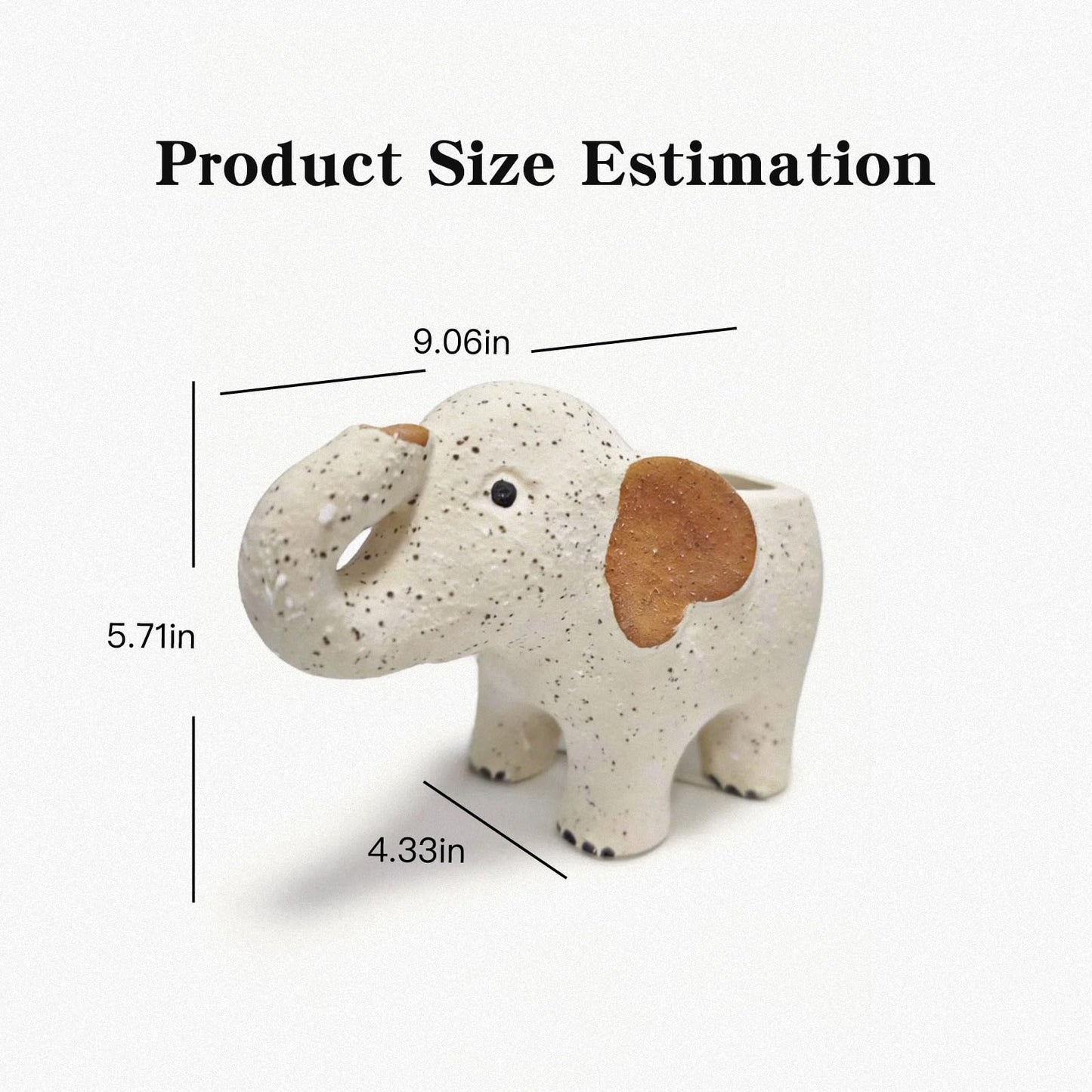 DZHPSRSZ White Elephant Planter Ceramic Elephant Succulent Planter with Drainage Hole, Indoor Outdoor Home Garden Desk Decor,Elephant Flower Pot for Succulents Cactus Air Plants(9.1in)