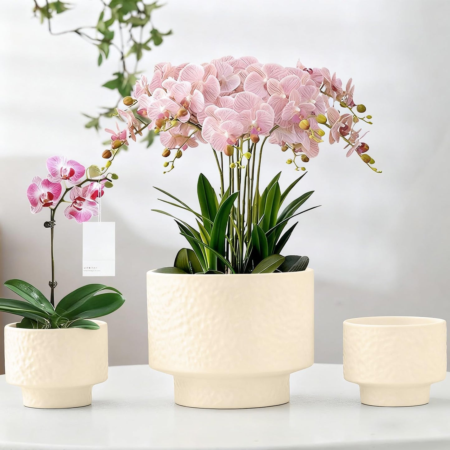 OXART Ceramic Plant Pots, 12.2+10+7.7 inch Planters with Drainage Hole, 3 Piece Large Ceramic Pots for Plants, Stylish Flower Pots for Indoor Plants, Perfect for Home Office Entryway, Yellow