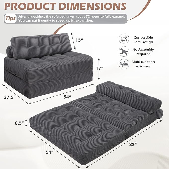 Folding Sofa Bed, Convertible Sleeper Chair