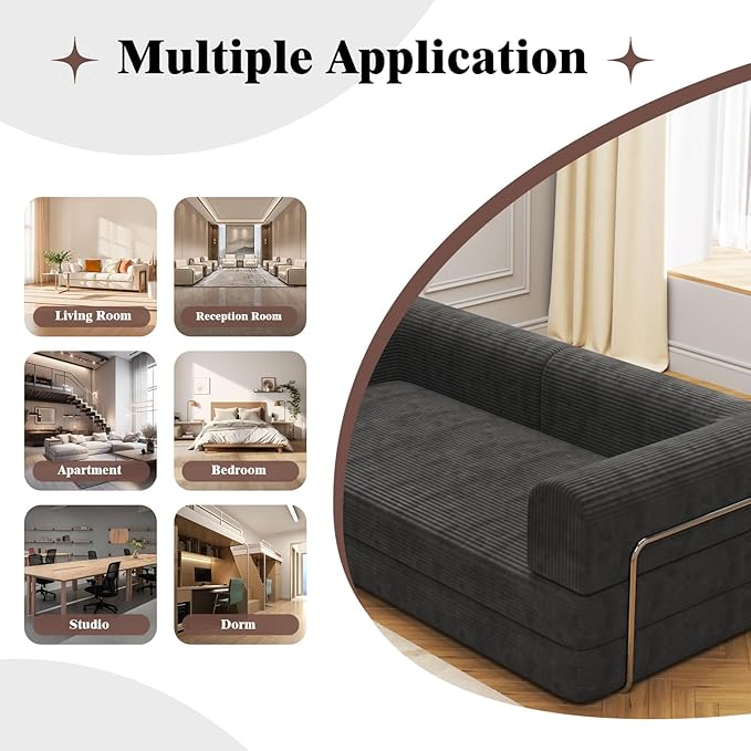 Garvee 78" Convertible Sleeper Sofa Bed, Plush Corduroy Futon Loveseat