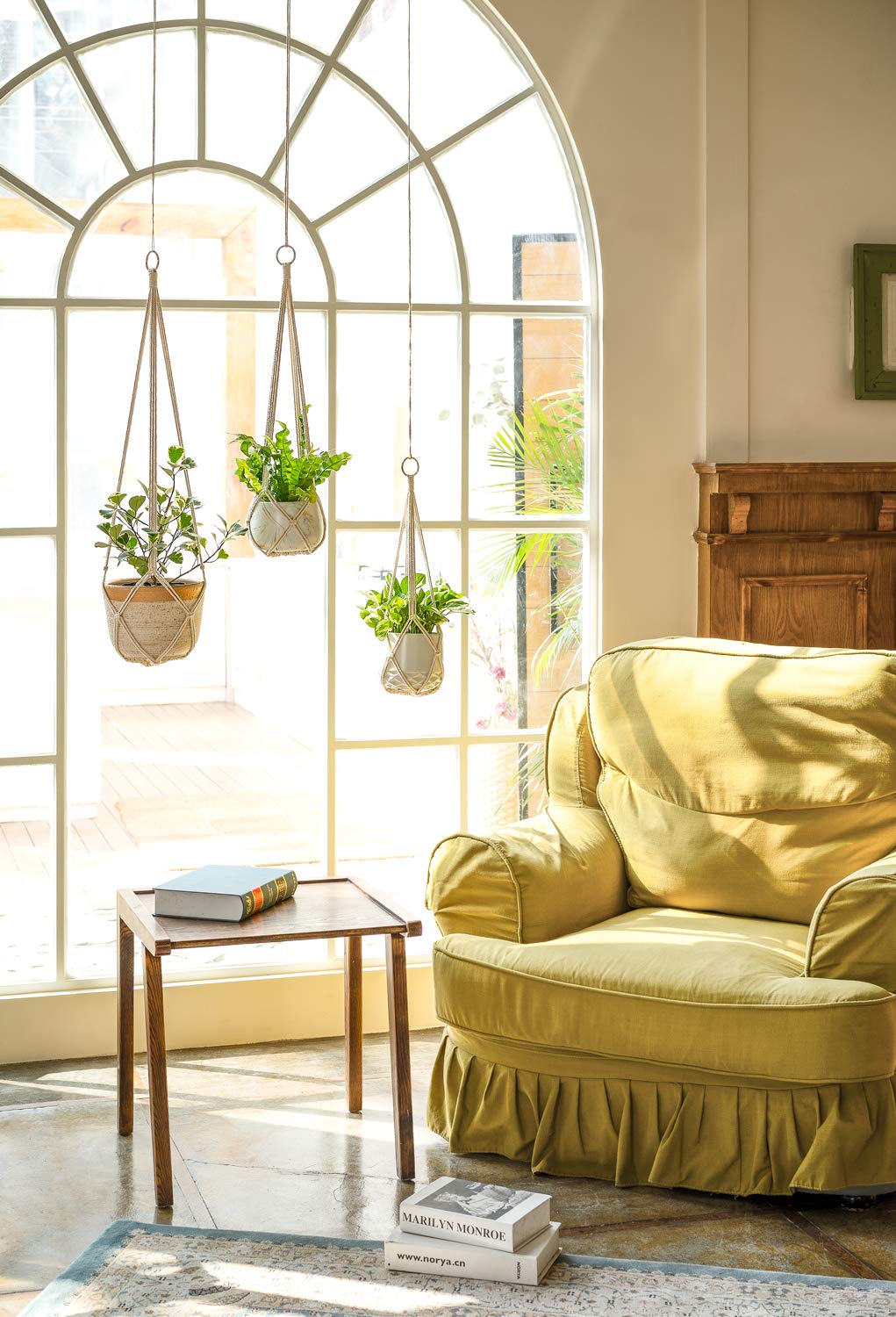 Dahey Macrame Plant Hanger Set of 3 with Hooks Indoor Hanging Planter Basket 35"/29"/23" and Set of 2 Macrame Plant Hanger Indoor Hanging Planter Basket