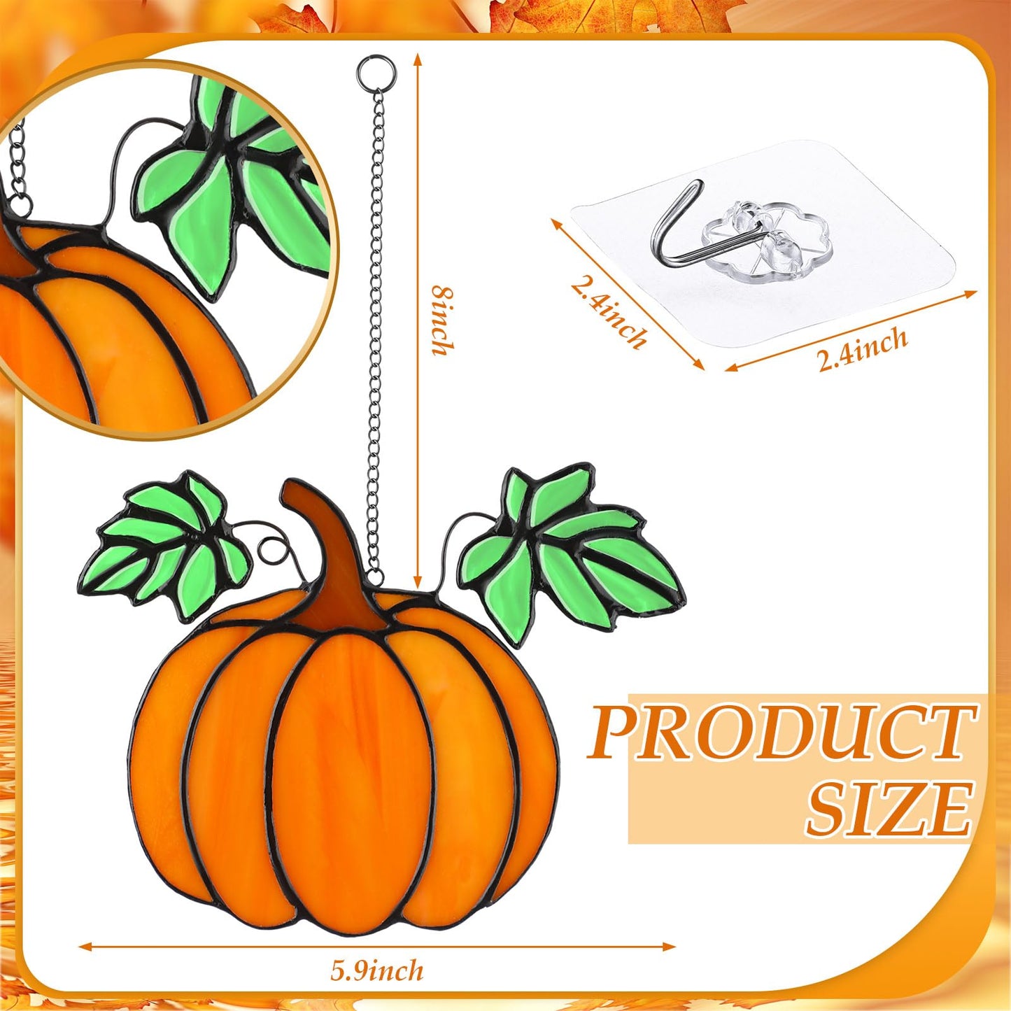 Yalikop 2 Pcs Thanksgiving Fall Pumpkin Suncatcher Decoration Halloween Pumpkin Stained Glass Window Hangings Sun Catcher for Office Party Home Decor Gifts Window Home Garden Fall Crafts Harvest Decor
